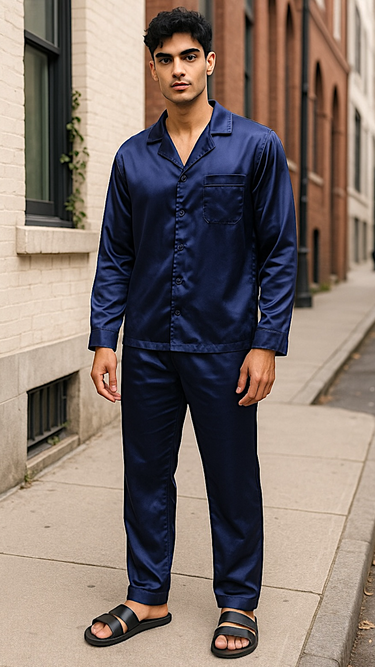 Men’s Solid Navy Silk